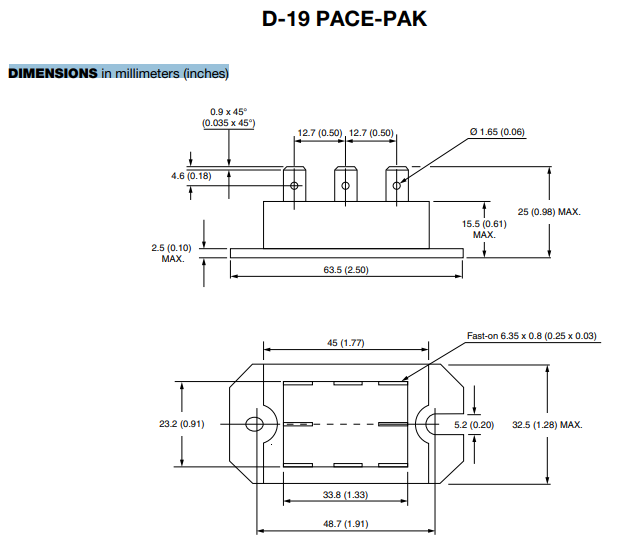 Vishay晶閘管模塊尺寸 Vishay晶閘管模塊尺寸