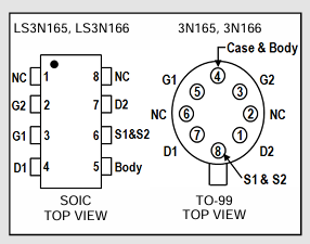 Linear Systems 3N165/3N166單片雙P通道MOSFET Linear Systems 3N165/3N166單片雙P通道MOSFET