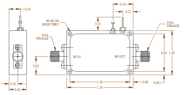 PmTA-1832-44-3低噪聲放大器尺寸圖 PmTA-1832-44-3低噪聲放大器尺寸圖